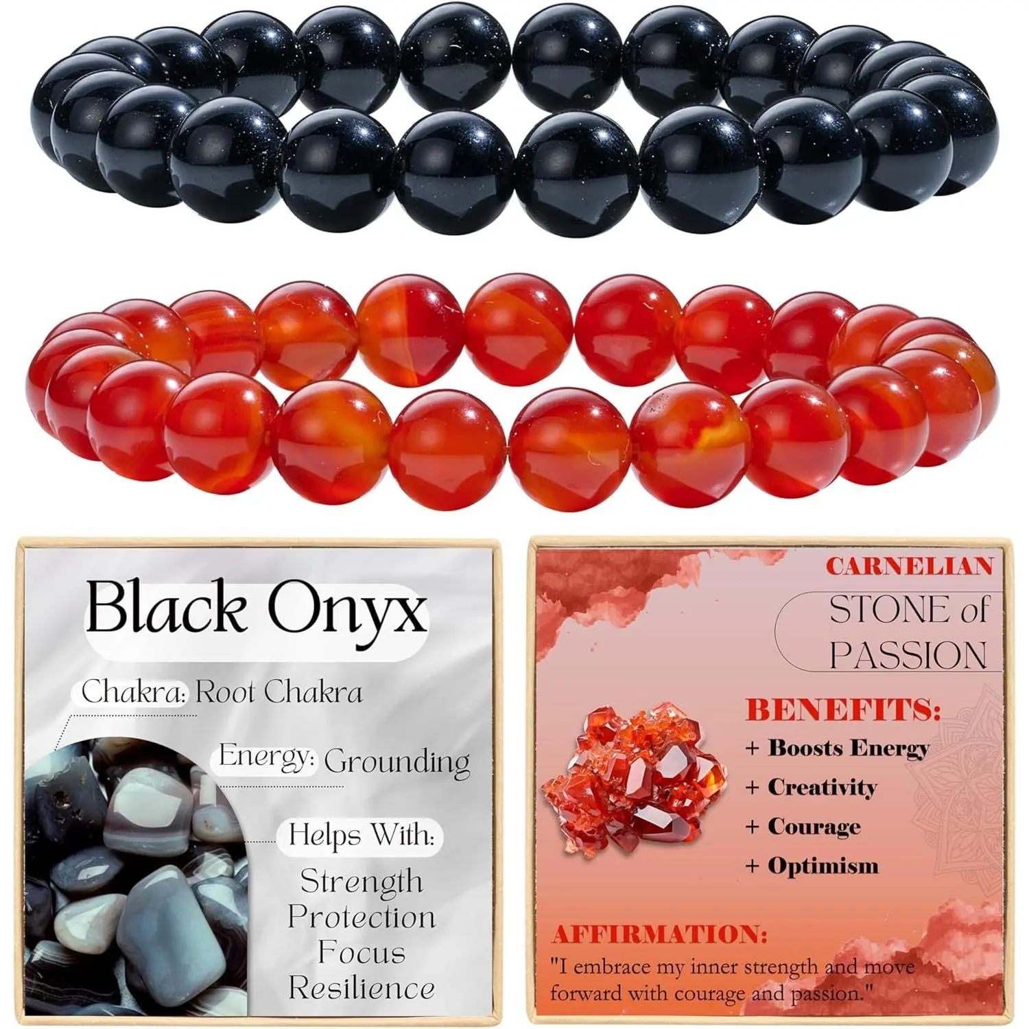 Black Onyx + Carnelian