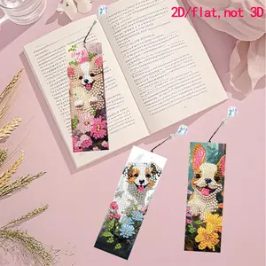 Set of 3 Diamond Painting Bookmarks, Cute Dog Design, Includes Diamond Art Kit and Lanyard, Perfect Gift for Friends and Family