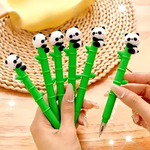 1/5/16pcs Panda Bamboo Ballpoint Pens Charming and whimsical panda bamboo design Soft silicone grip for a cloud-like writing experience Back-to-school gifts Valentine's Day, Christmas and birthday presents Office stationery