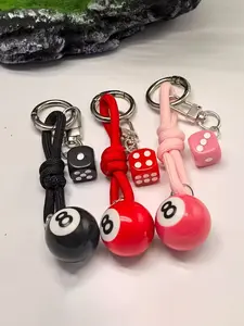 8-Ball Keychain, Stylish Durable Accessory for Bags, Keys, Backpacks, Casual Fashion Gifts, Keychain Attachments, Bag Charms, Woven Ropes