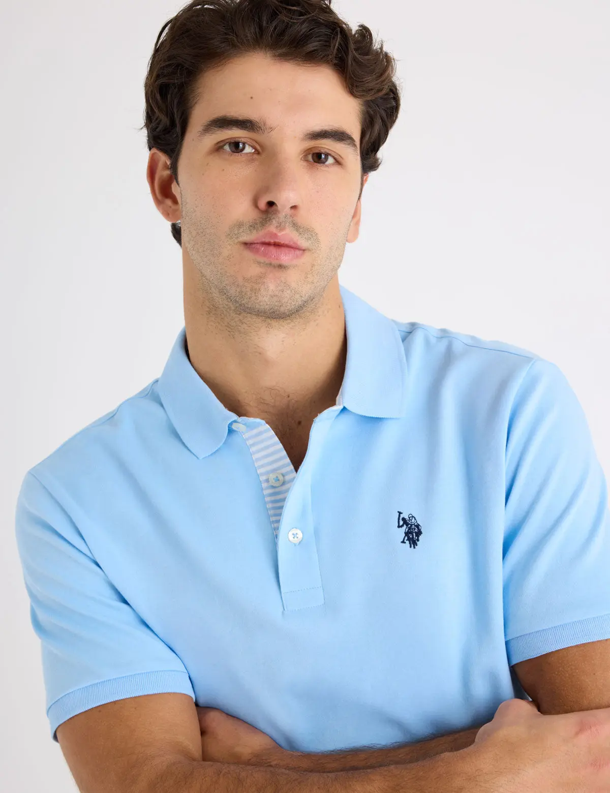 SOLID INTERLOCK POLO SHIRT WITH STRIPE TRIM