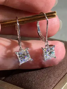 1 Pair Women's Elegant Rhinestone Dangle Earrings, Gorgeous Trendy Drop Earrings, High Quality Earrings, Fashionable Jewelry As Birthday Gift for Girlfriend