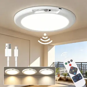Rechargeable Motion Sensor Ceiling Light, Magnetic Wireless LED Light with Remote Control, Battery Operated for Closet, Shower, Stairs, Shed & Hallway