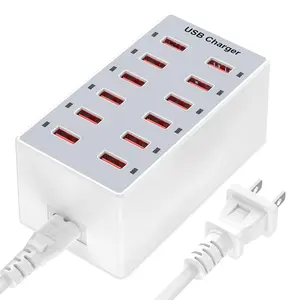 12-port USB Portable Charger, USB Fast Charging Station for Multiple Devices, Mobile Phone Charger, USB Wall Charger, Power Hub Strip, Smart Charging Station for iPhone, iPad, Laptop, Phone Accessories, USB Port Gadget
