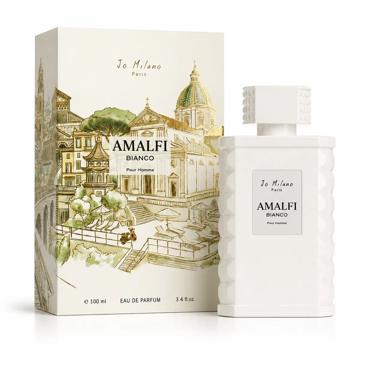 Amalfi  Bianco Pour Homme Eau de Parfum - 3.4 oz/100ml Unisex Fragrance with Citrus, Lavender, Vanilla, Amber Notes