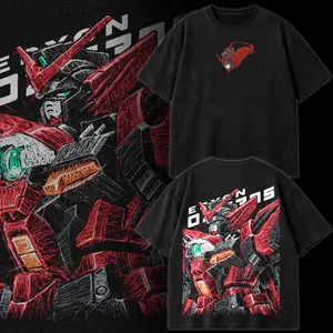 Gundam Wing Mobile Suit OZ-13MS Epyon Dragon Origin Retro Unisex Vintage Double Printed Heavyweight Cotton Oversized Wash Gunpla Tee, Workout Clothes, Gym Workouts, Clothes for Daily Wear
