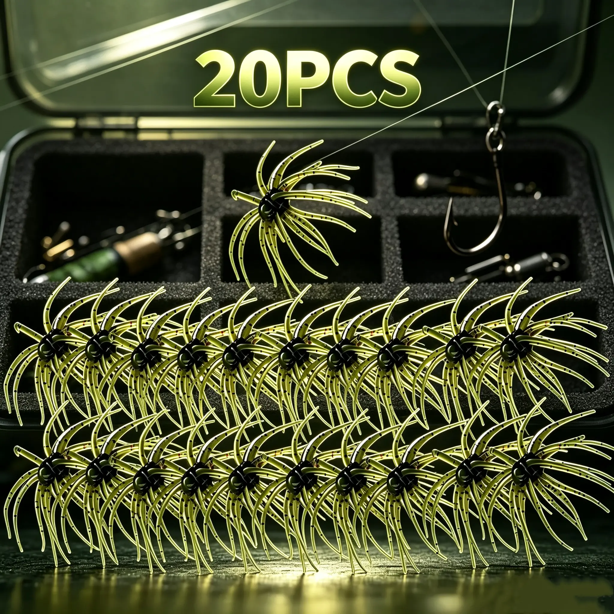 20PCS Floating Artificial Fishing Lures - Realistic Sea Urchin Bait, Durable Soft Bass Baits with Lifelike Details, Fishing Equipment for Freshwater Spin Casting