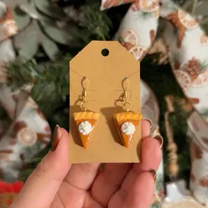 Pumpkin Pie Dangle Earrings, Pumpkin Pie Stud Earrings. Polymer Clay Jewelry.