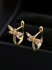 Luxurious Copper Dragonfly Earrings with Synthetic Zircon, Trendy Animal Design, Summer Jewelry for Women, Perfect Date Gift