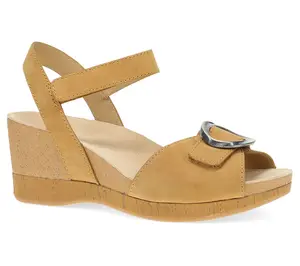 Dansko Stella Dijon Milled Nubuck Leather Wedge Sandal
