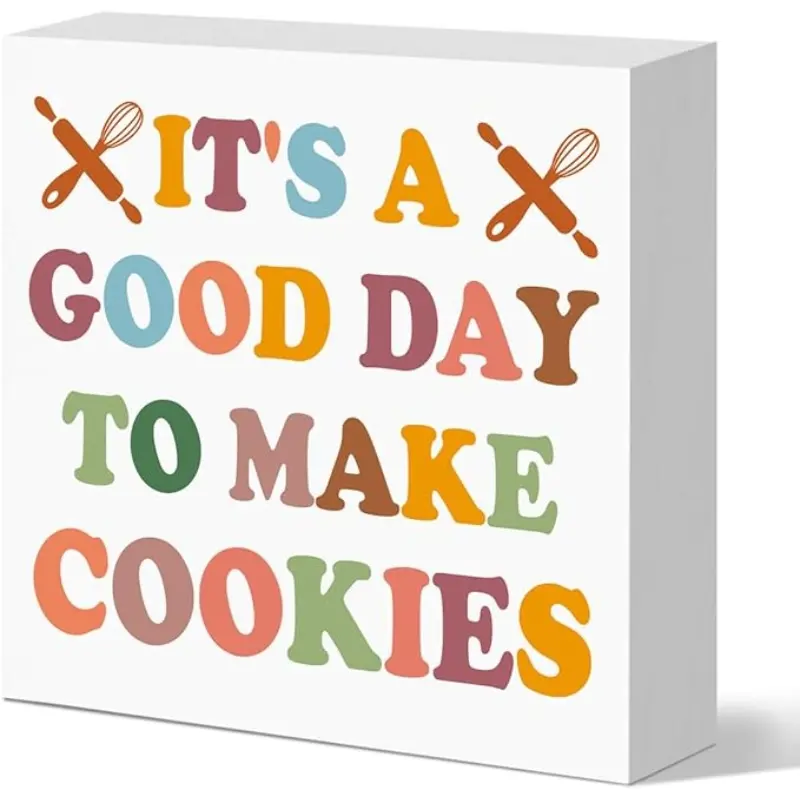 Baking Decor for Kitchen Counter Dining Room Bakery Decoration, Baking Gifts for Bakers Cookie Lovers, It's a Good Day to Make Cookies Wooden Box Sign 5x5inch