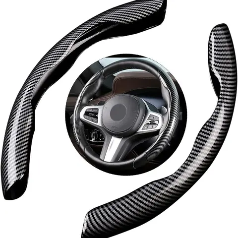 Fit For Honda Civic Accord Carbon Fiber Steering Wheel Cover,Non Slip Carbon Fiber Wheel Cover,Segmented Steering Wheel Protector Universal Fit 14"-15" Standard Size