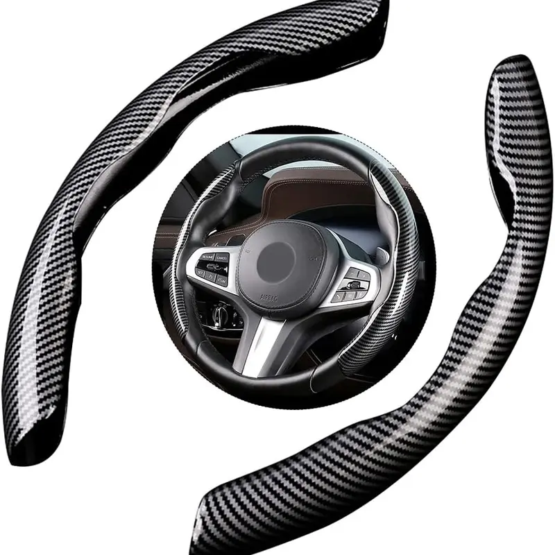 Fit For Honda Civic Accord Carbon Fiber Steering Wheel Cover,Non Slip Carbon Fiber Wheel Cover,Segmented Steering Wheel Protector Universal Fit 14"-15" Standard Size