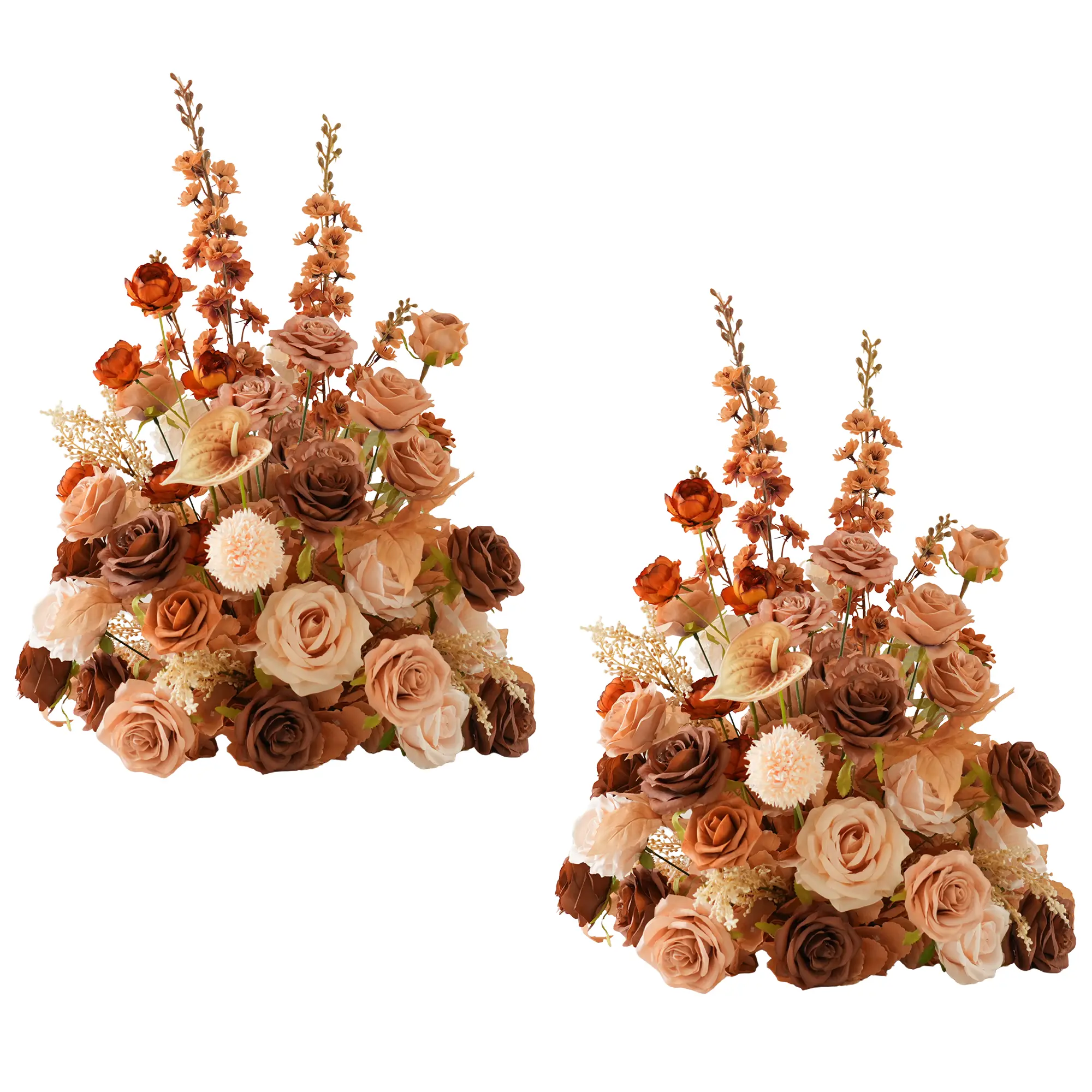 S-A9057 2pcs Artificial Coffee Brown Rose Wedding Table Decor Flower Arrangement Props