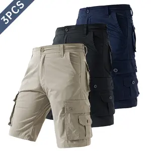 Men’s 3-Pack Summer Cargo Shorts — Lightweight Ice Silk Quick-Dry Sports 5/6″ Inseam Shorts with Large Pockets, Loose Fit