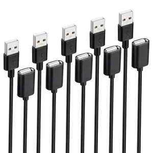 5-Pack USB Extension Cord Bulk, Male to Female, 5 ft USB-A 2.0 Extender Cable