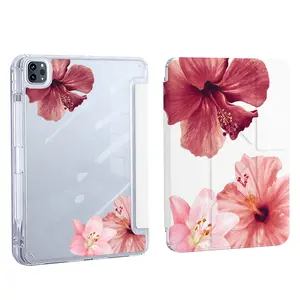 Hibiscus and Lily iPad Case  — Protective Tablet Cover with Stand Function. . Features a Transparent, Shockproof Acrylic Design. . Includes a Foldable "Y-Fold" Kickstand 995