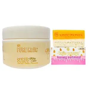 G21 Pure Kojic Body Scrub milky citrus & Kojic / Honey Oatmeal Soap | Body Care Bundle