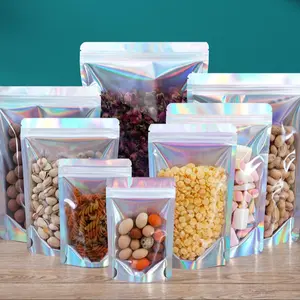 100pcs Laser Color Lightweight Plastic Bags, Transparent Laser Design, Durable Multi-Functional, Jewelry Storage, Snack Storage Bag, Travel Essentials, Daily Use, Plastic Organizer, Durable Pouch