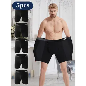 YteShop 5pcs Extra High, Wide, And Soft Front-Opening Men'S Long Boxers in Plus Size.