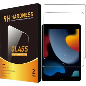 2 Pack Screen Protector for iPad 9th 8th 7th Generation (10.2 Inch, 2021/2020/2019), Anti-Scratch 9H Hardness Tempered Glass Film, Apple Pencil Compatible tablet protection Cover Protective