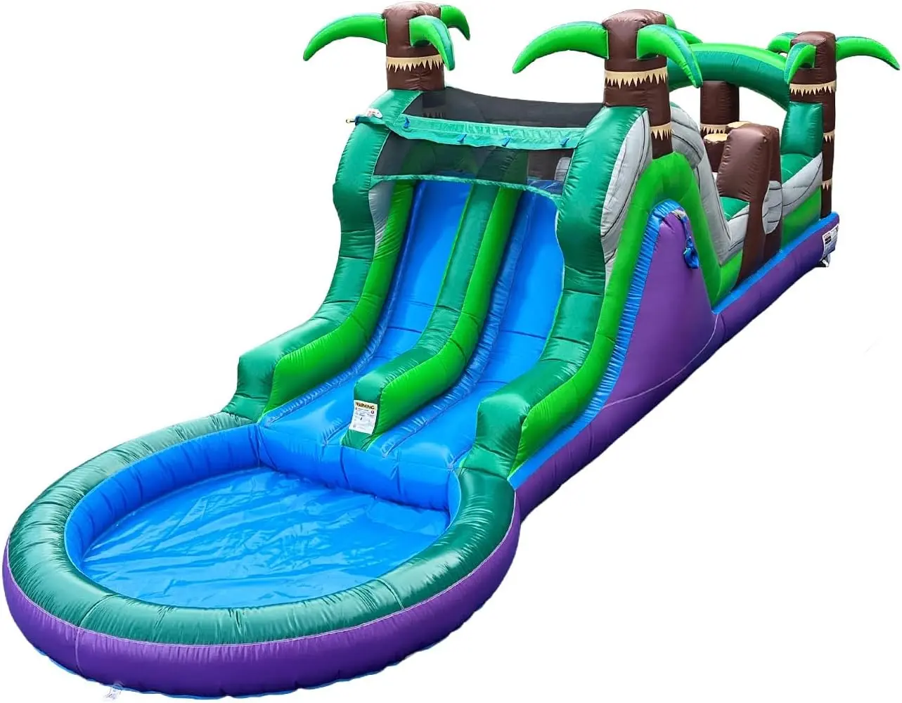 7ft Tall Inflatable Obstacle Course with Water Slide Dual Lane with Pool- 28ft Long, 100% PVC Vinyl, Commercial Reinforced, Backyard Wet/Dry Fun for Kids and Adults, Includes Blower