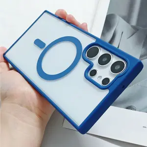 Trendy Macaron Magnetic Case with Strong Magnet  Anti Yellowing Anti Scratch Perfect for Samsung Galaxy S22 S23 S24 S25 ULTRA PLUS FE Magsafe Compatible 2in1 Acrylic Back TPU Bumper