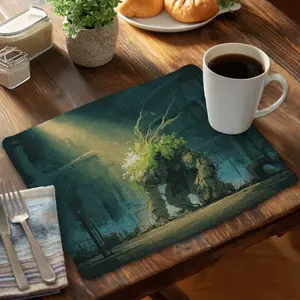 MWW CBPM141828CPCS Stylish Aesthetic 14x18 in. Green Braided Polyester Golem Placemat for Home Decor, Kitchenware & Tableware Use