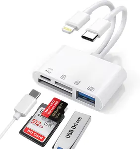 SD Card Reader for  iPad Android, USB-C & Lightning to SD/MicroSD Card Adapter with Fast  Port, Memory Card Reader for Camera Adapter, Support SD,  SD, USB 3.0, No App Required