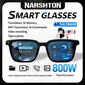 Narshton Smart Camera Glasses with 8MP HD Recording, Hands-Free Video & Photo Capture, Wireless Audio Wearable for Travel & Daily Use