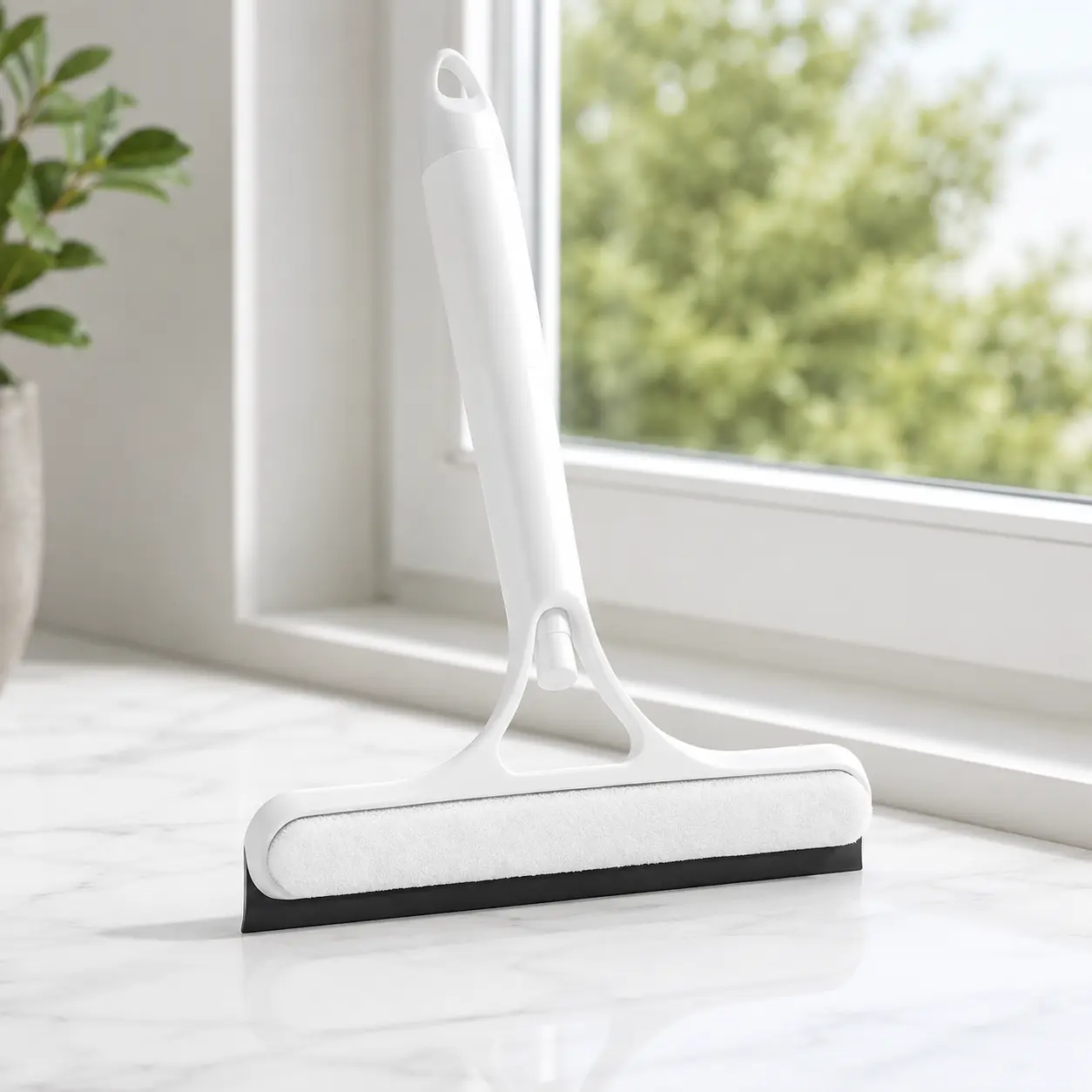 2025 New 3-in-1 Window Scraper with Spray Function – Squeegee, Scraper & Brush for Multi-Surface Cleaning (Shower Glass, Windows, Mirrors & Doors)