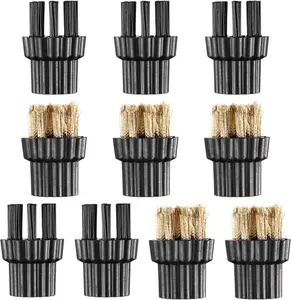 Happyyami 10PCS Steam Mop Brush Head Brass Brush Head Replacement Parts Accessories Mop Parts Mop Accessories (M8 Hairbrush+ M8 Copper Brush Assorted Color) (10Pcs)