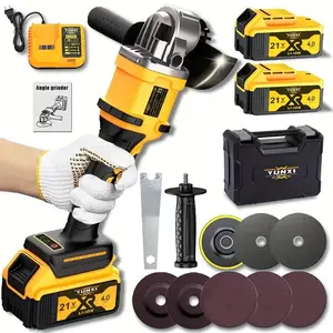 Cordless Angle Grinder with 2 Batteries & Fast Charger - Heavy-Duty Lithium-Ion Polisher, /Grinding/Polishing Machine, Complete Kit with Accessories (Angle Grinder Attachments) for Concrete,, Stone, Metal, DIY & Professional