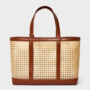 Caning Natural Tote Handbag - Universal Thread