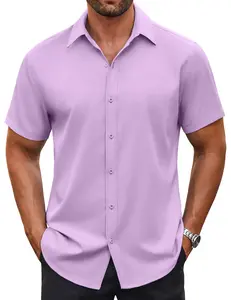 COOFANDY Men's Casual Button Down Shirt Short Sleeve Wrinkle Free Dress Shirt Beach Summer Wedding Shirt