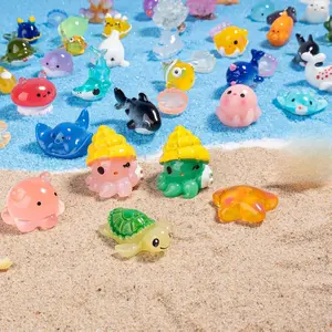 50pcs Mini Ocean Resin Animals Tiny Sea Animals Figurines Marine Miniature Plastic Animals Aquarium Ornaments Decorations for DIY Fish Tank Potted Micro Fairy Garden Dollhouse