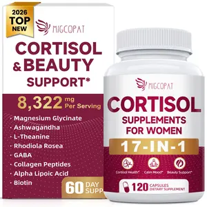 Migcopat 17-in-1 Cortisol Support for Women | 8322mg Collagen + Magnesium Glycinate + Ashwagandha + L-Theanine | Stress Relief, Relaxation & Sleep Support | Women’s Wellness Formula | 120 Capsules