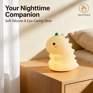 Cute Dinosaur Silicone Night Light LED Touch BedsideLamp forKids Baby Nursery Room Gift Dinosaur ThemedLED Night LightEye-Caring Bedside Lamp Best Gift forBaby Kids Boys Lampu malam, lampu, lampu bayi, kartun, anime