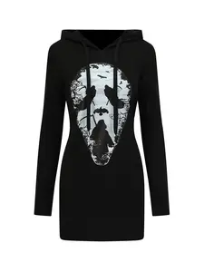 Women's Ghostly Glam Hooded Dress, Ladies Clothes, Casual Womenswear, Halloween Hoodie Dress