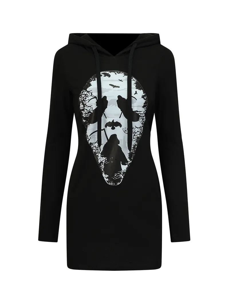 knee length dresses for ladies Plus Size Sexy Womans Halloween Costume Gothic Skeleton Skull Lace Bustier  Long Sleeve Maxi Gown