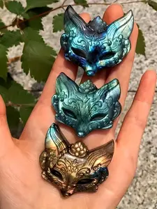 1pc Beautifully Crafted Fox Statue Decorative Sculptures Made of Labradorite - Features Detailed Texture, Bohemian Design, Perfect for Decorating Your Home During Christmas, Easter, Or Valentine'S Day, Sculpture Desk Decor, Home Decor Ornaments