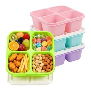 4 Pack Bento Box Adult Lunch Box, Snack Box Containers Set, Meal Prep Container, Reusable Food Storage lunch Containers, Stackable BPA-Free Bento Box for School, Work, Travel and Gym