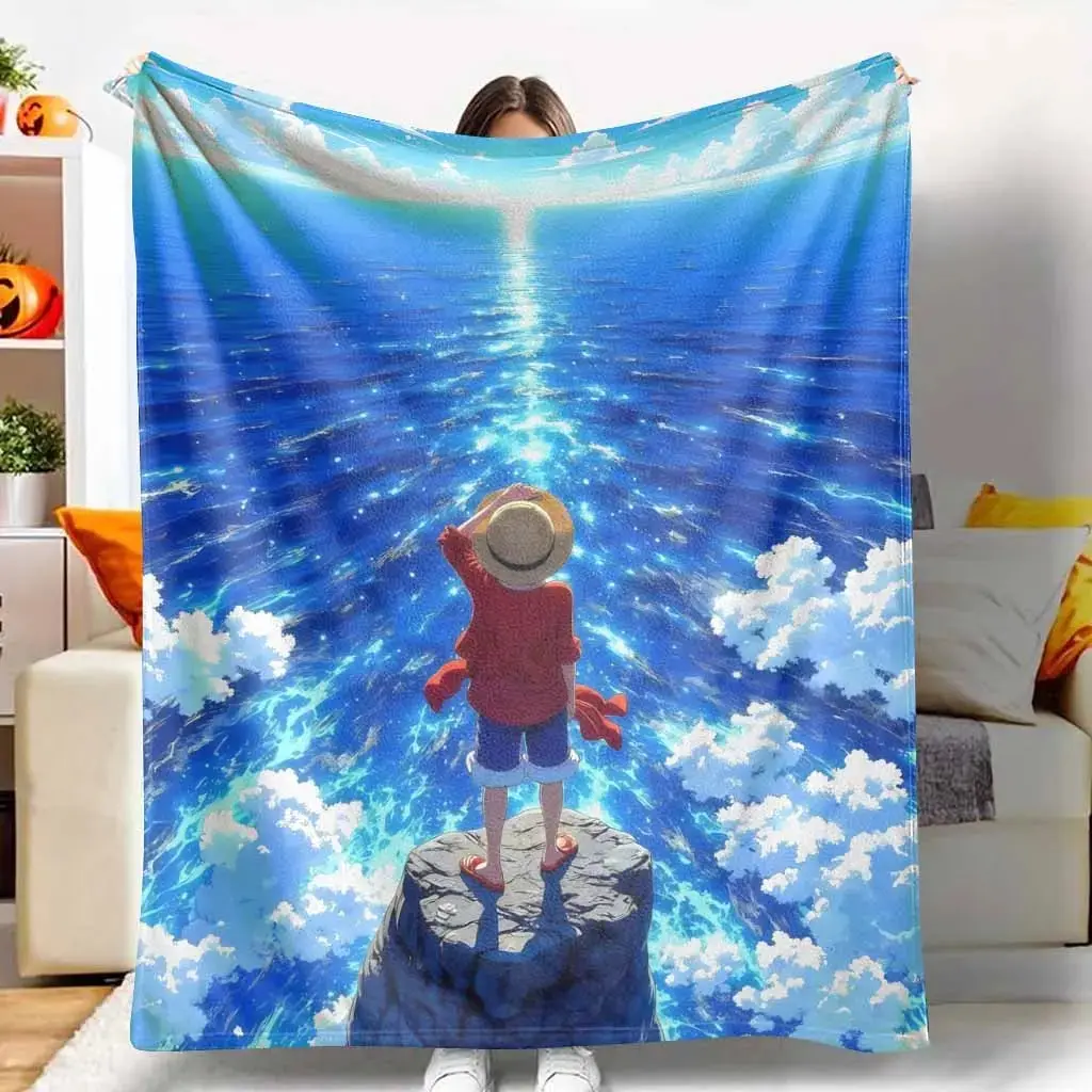 Ocean Adventure Flannel Blanket - Sailing Horizon Print, Soft Cozy Warm Lightweight Decorative Throw for Bedroom, Living Room, Sofa Couch, Travel Gift, Coastal Room Decor tiktokshopspringglowup