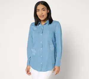 Studio Park x Amy Stran 100% Cotton Stamped Chambray Shirt