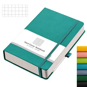 Graph Paper Notebook - 320 Pages Grid Notebook Thick Journal A5, 100gsm Thick Graph Paper, Leather Hardcover, Inner Pocket,5.75'' × 8.38''- Cyan