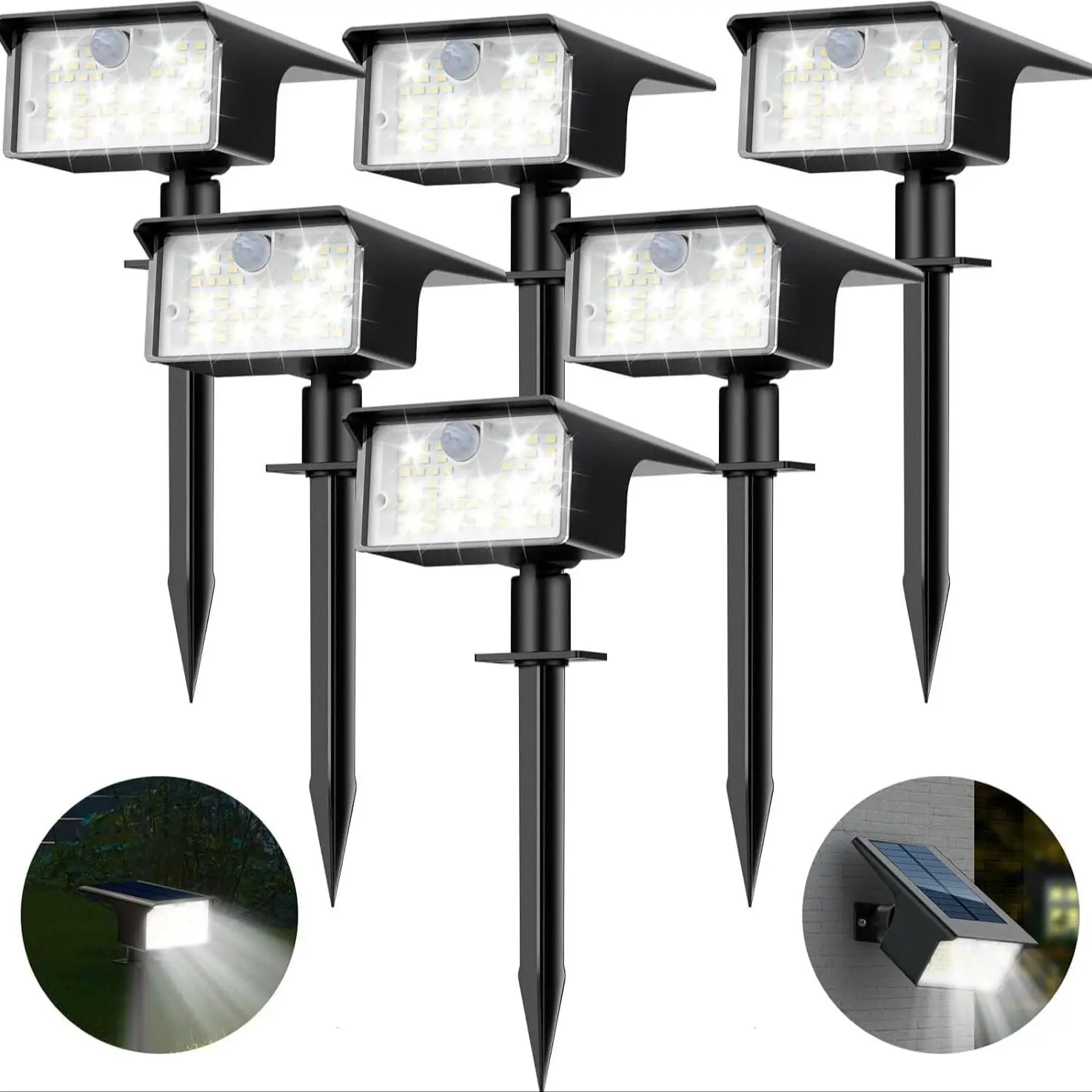 Solar Powered Outdoor Spotlight, Waterproof Solar Flood Light with 3 Modes, Outdoor Lighting for Garden, Yard, Patio, Lawn, Solar Fence Lights, Solar