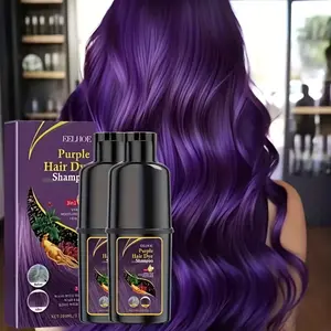 Purple Hair Dyeing Shampoo 2-piece Set - Natural Plant Ingredients, Gentle Hair Care, No Adverse Reactions, Fresh and Clean Hair Dyeing, Effectively Covering White Hair, Very Suitable for Halloween and Christmas, Haircare