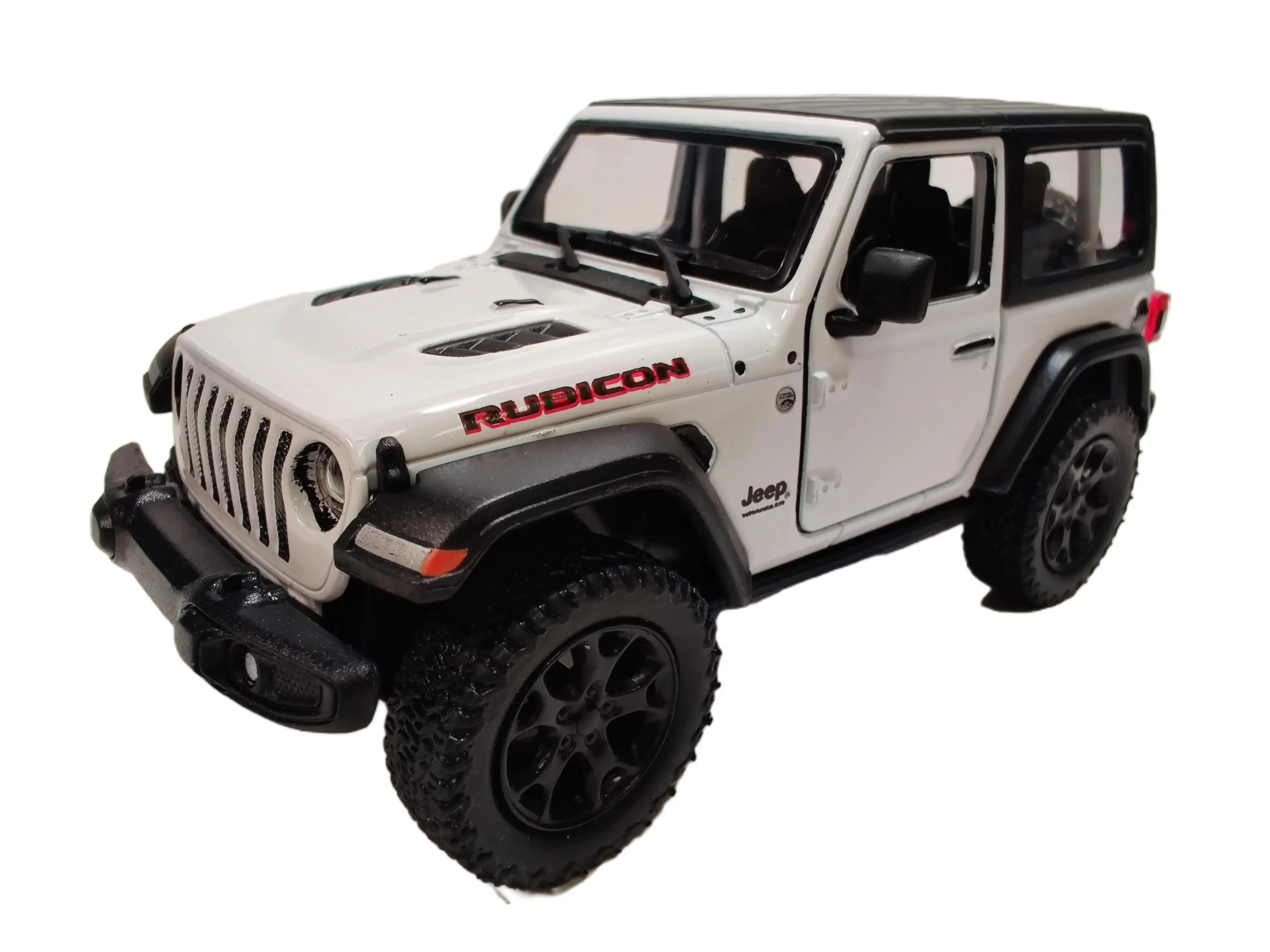 KINSMART 1:34 Scale 2018 Jeep Wrangler Hard Top Diecast Model Car White Openable Doors Pull Back Action Collectible Toy