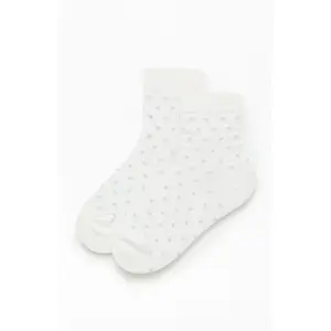 John Galt Women's White & Light Blue Heart Socks