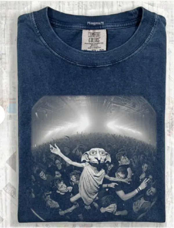 Funny House Elf Concert Shirt, Dobby Rave Meme T-Shirt, Comfort Colors House Elf Crowdsurfing Tee, Hilarious Magical Parody Graphic Shirt